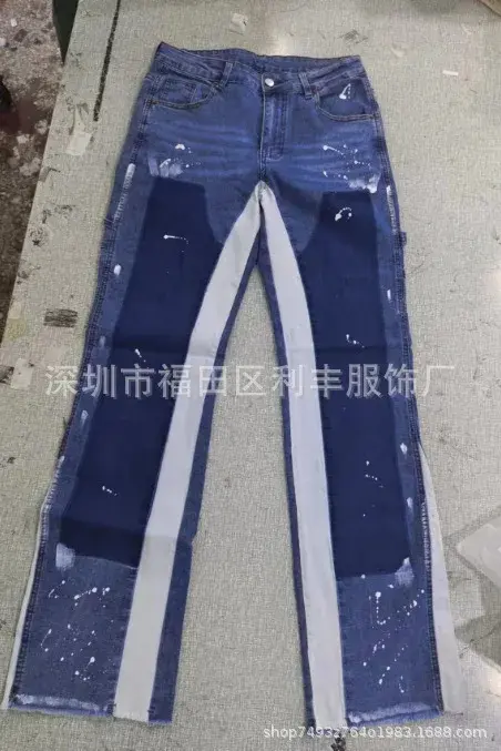 Thumbnail: Men's Fashion Jeans Work Pants, European and American Fashion Workwear Elastic P