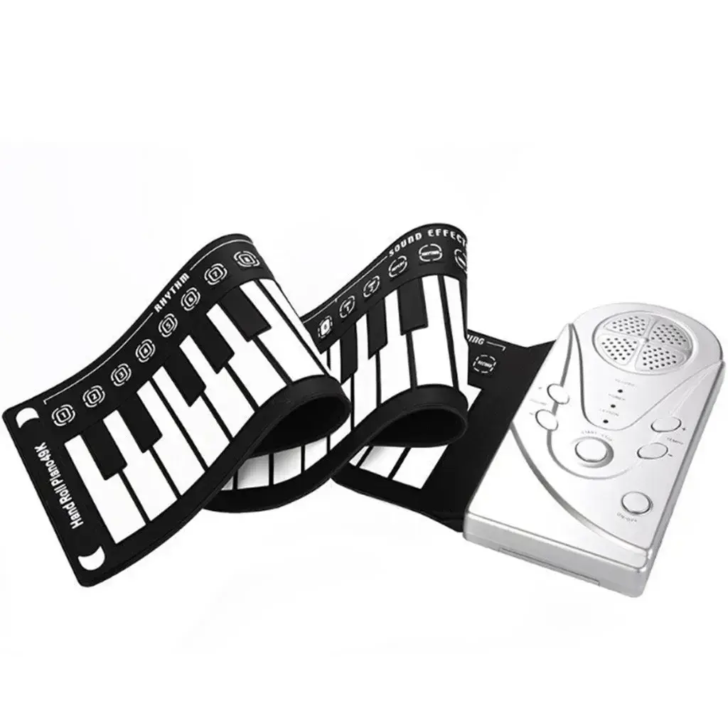 Portable 49-Key Hand Roll Portable Piano Flexible Silicone Roll Up Folding Elect