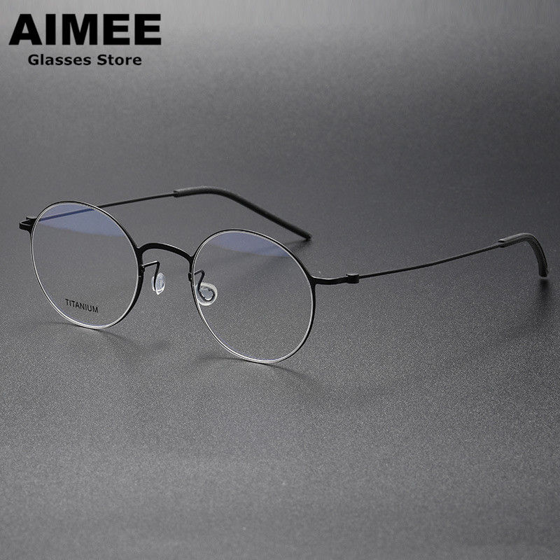 Thumbnail: Denmark Brand Pure Titanium Ultralight Glasses Frame Men Women Round Screwless E