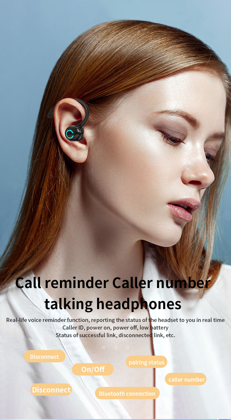 Thumbnail: Wireless Headphones Bluetooth 5.0 Earphones With Mic Single in-Ear Sports Waterp