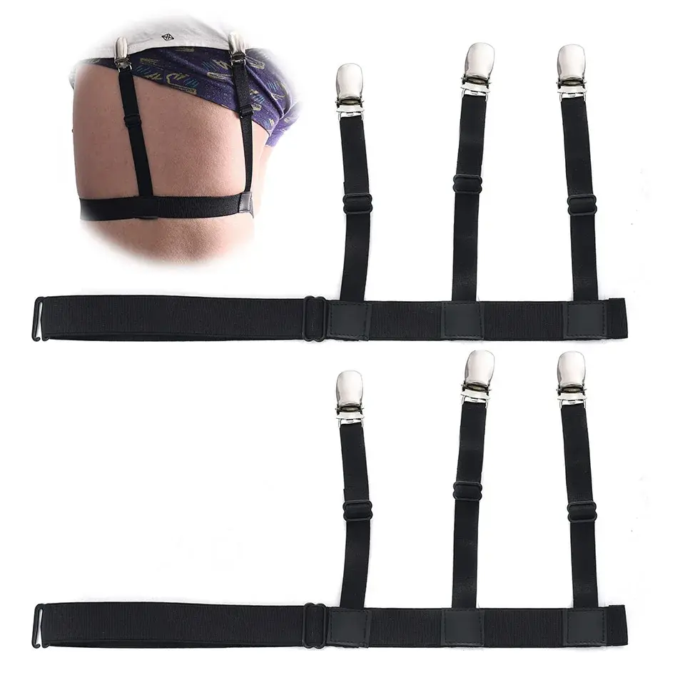 Thumbnail: 2PCS Suspenders for Shirt Garter Belt Holder Strap Hangers for Men Pants Suspend