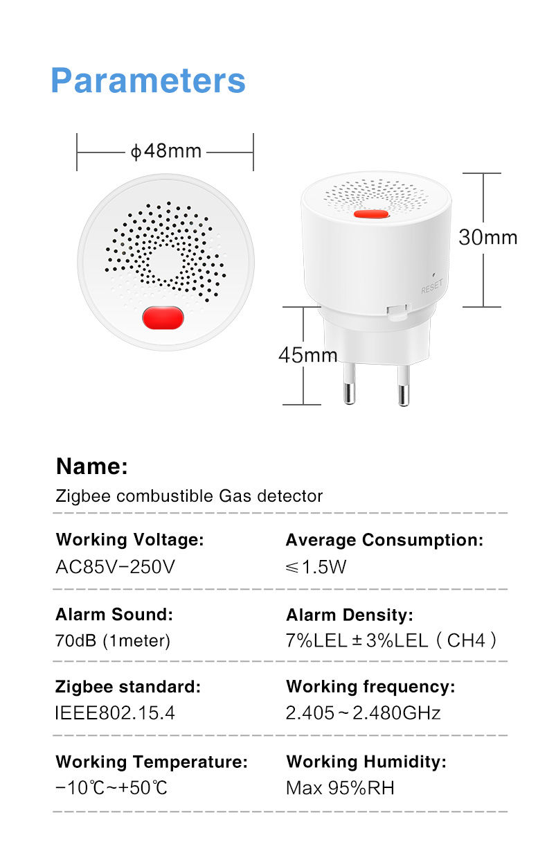 Thumbnail: Tuya Zigbee Smart Natural Gas Sensor Combustible Household LPG Leakage Alarm Det