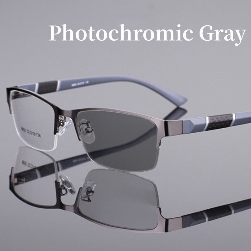 Thumbnail: Luxury Men's Sunglasses Fashion Metal Half Frame Business Photochromic Eyewear M