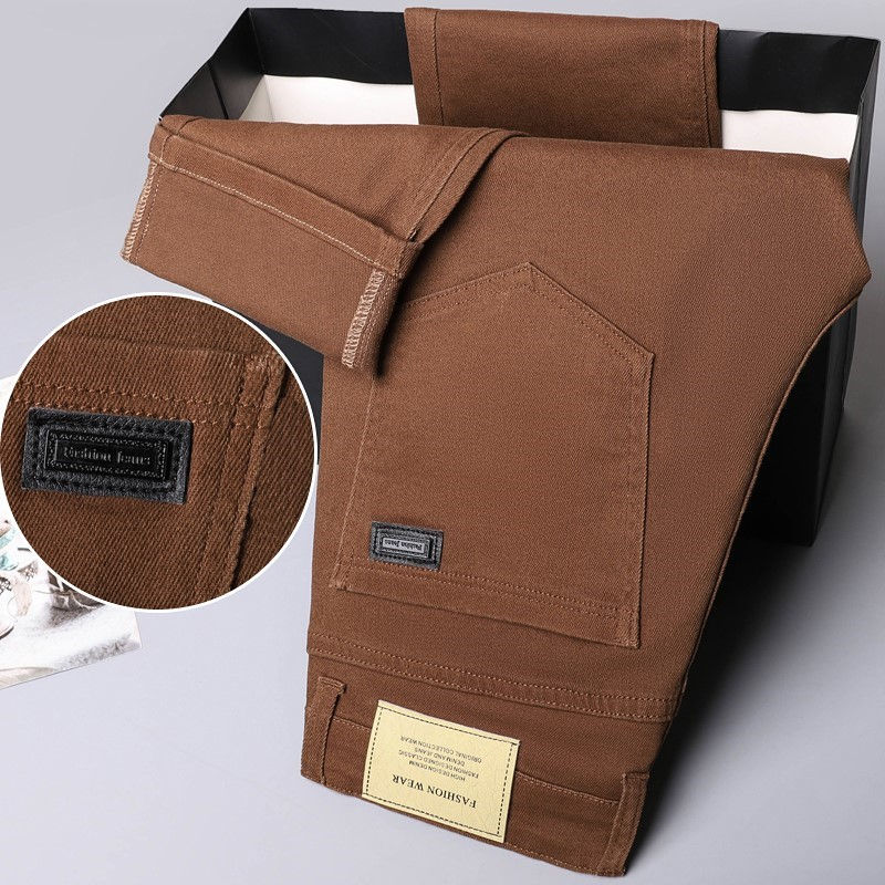 Thumbnail: Denim Jeans For Men Coffee Green Black Straight Cotton Stretch Comfort Casual Pa