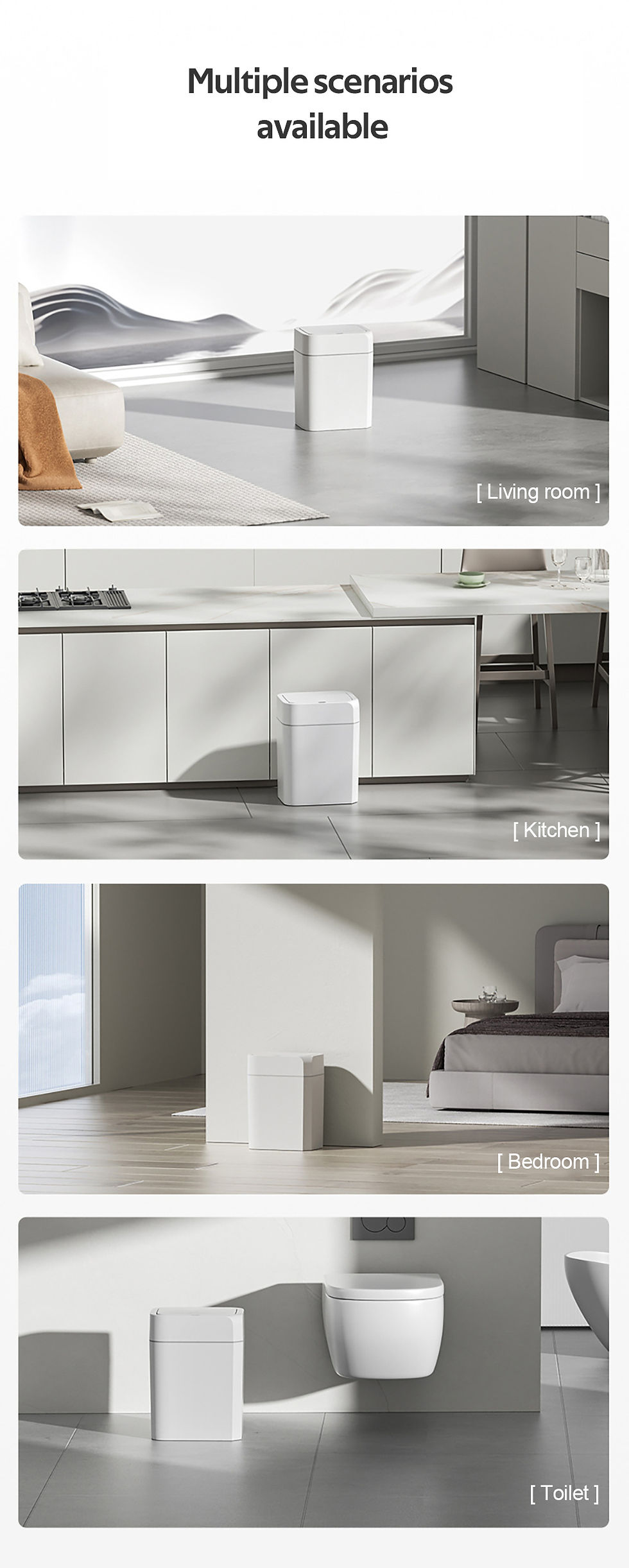 Thumbnail: 12L+16L Smart Sensor Trash Can Bathroom Anti odor Automatic Trash Bin For Toilet