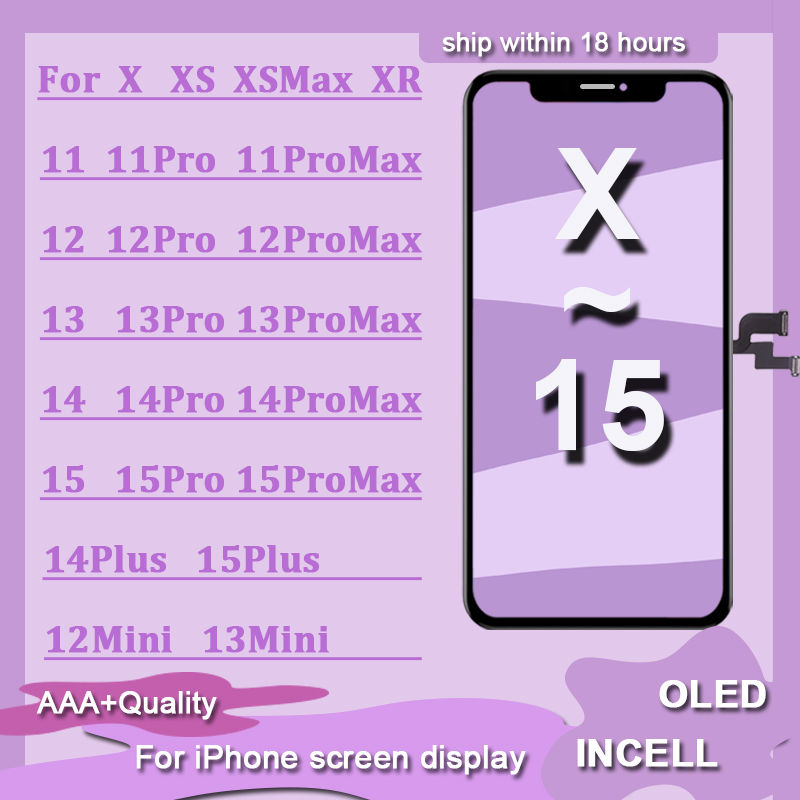 Thumbnail: OLED For iPhone X XR XS Max LCD Incell For iphone 11 12 13 Pro Max 13 Mini 14 Pl