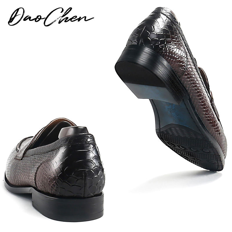 Thumbnail: ELEGANT MEN LOAFERS SHOES BLACK BROWN SNAKE PRINT CASUAL MENS DRESS SHOES WEDDIN