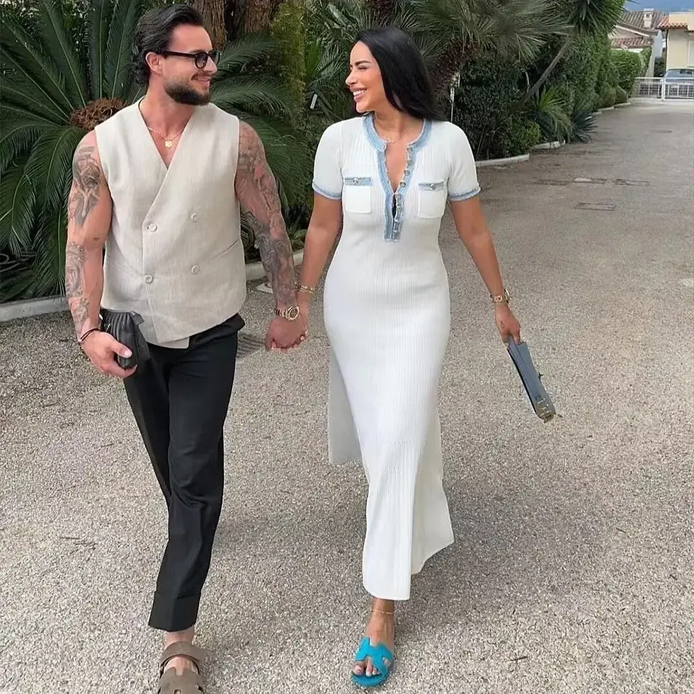 Thumbnail: Denim Patchwork Dress Women's 2024 Spring Slim Knitted Elegant Evening Birthday 