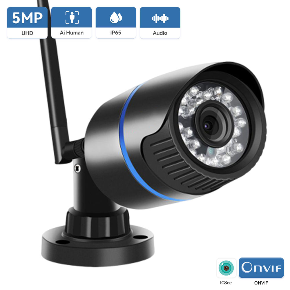 5MP Wifi Camera HD 1080P Bullet Waterproof Outdoor IP Camera Nightvision  Audio 