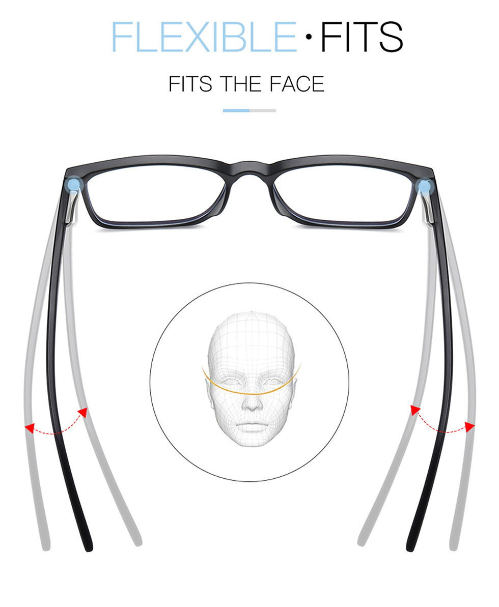 Thumbnail: VIVIBEE 2024 Square Blue light Blocking Glasses Men TR90 Light Frame Anti Blue R