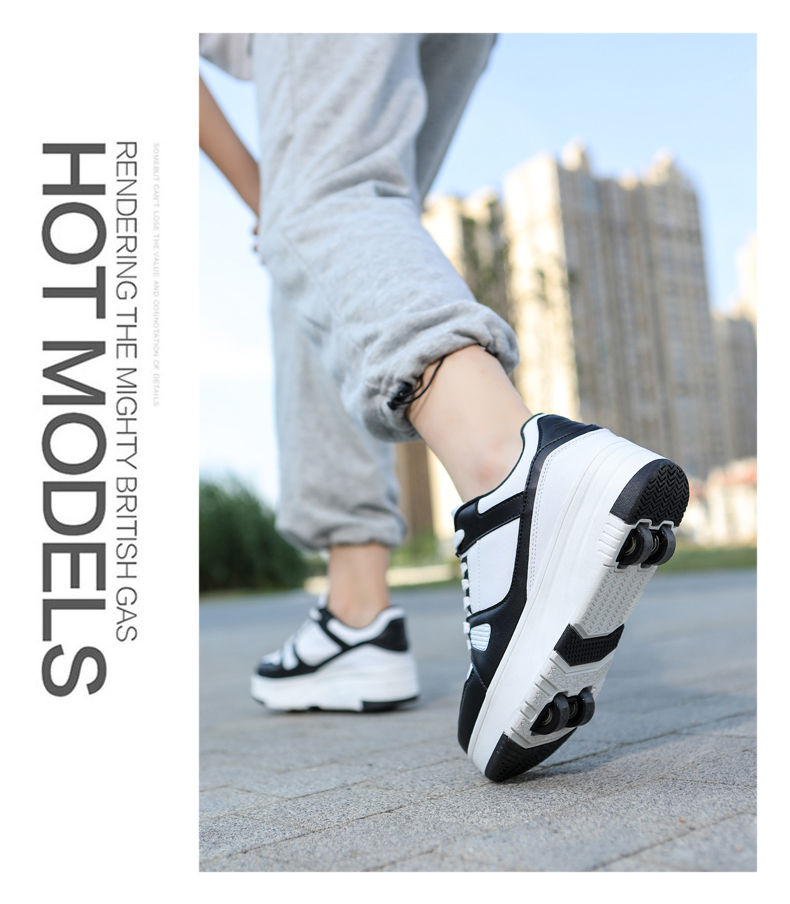 Thumbnail: Kids Roller Skate Shoes With 4 Wheels Children Rollerskates Fashion Outdoor Defo