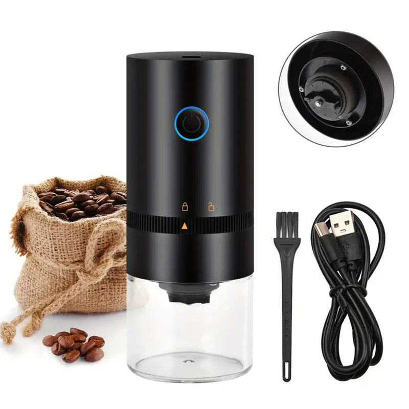 Thumbnail: USB-Rechargeable Burr Coffee Grinder - Perfect Portability with Adjustable Setti