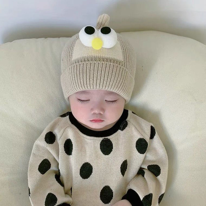 Thumbnail: Cute Baby Winter Beanie Cap Cartoon Big Eye Knitted Pointed Hat For Infant Toddl