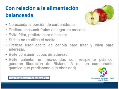 Con relación a la alimentación balanceada RYR te recomienda...