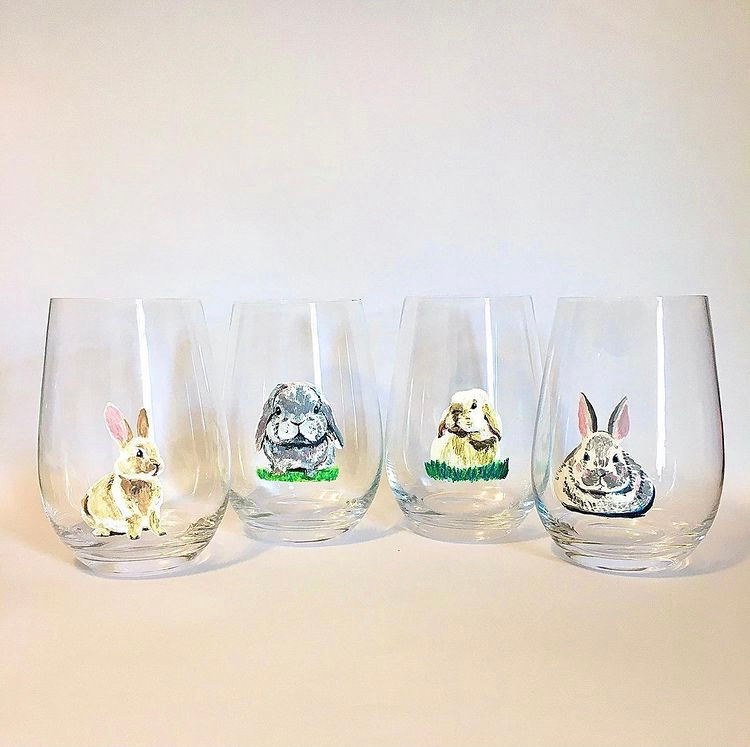 Rabbits wine glass set