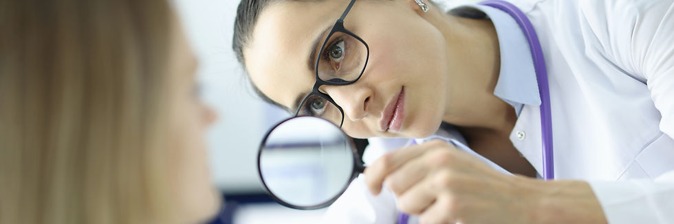 doctor-examines-patient-s-face-through-magnifying-glass-doctor-dermatologist-help-concept.