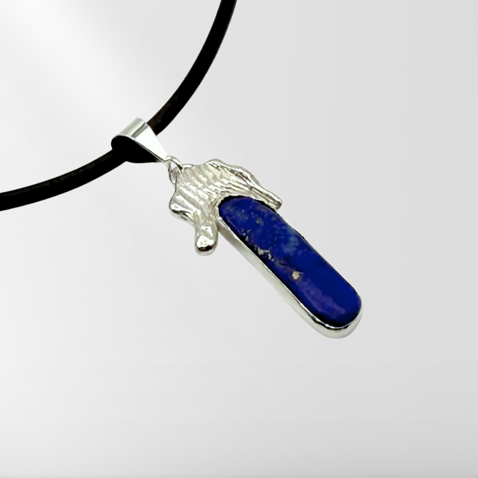 Lapis with Cuttlefish Cast Sterling Accent Pendant
