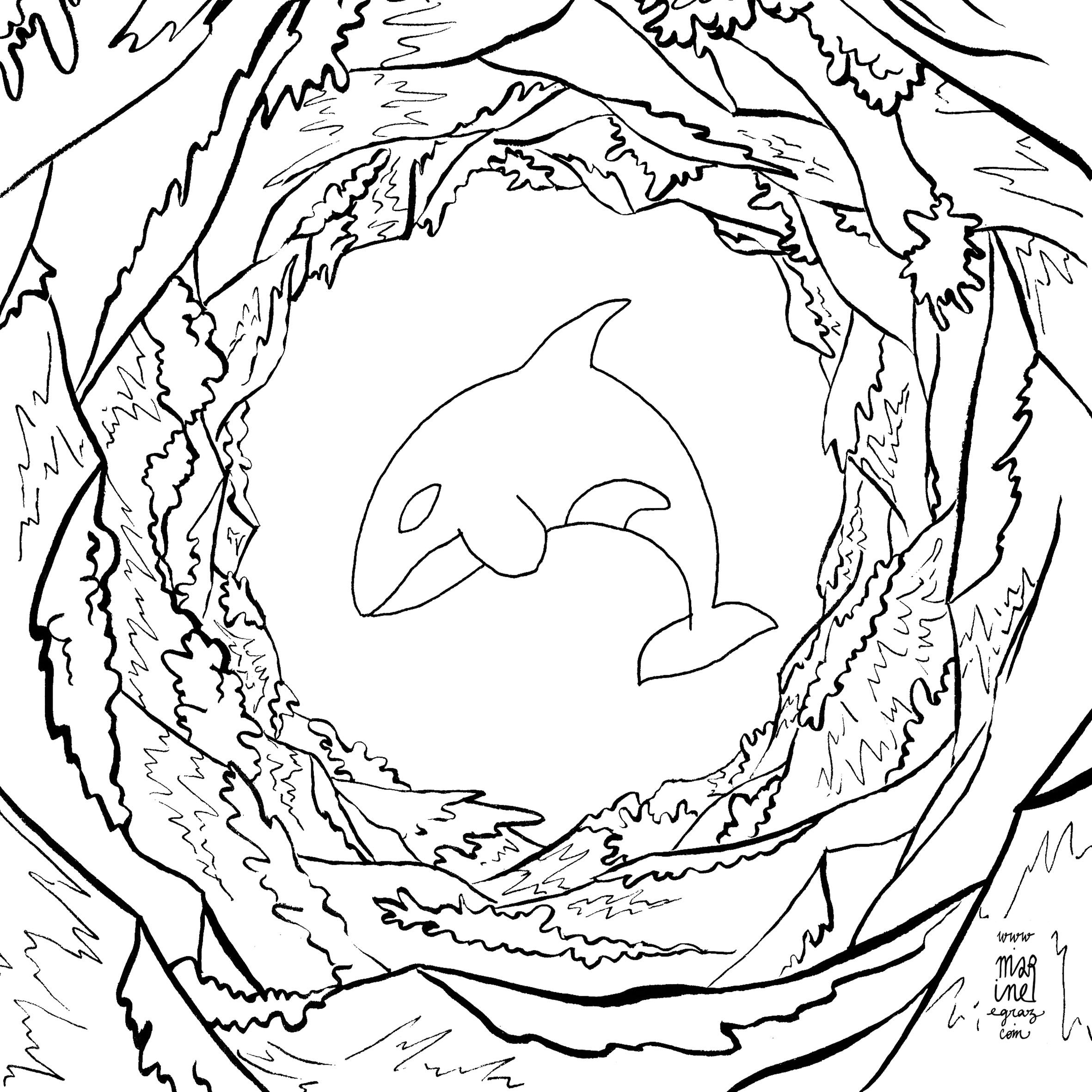 Coloriage carré "Océan"