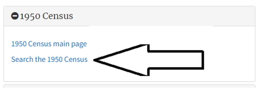arrow pointing to Search the 1950 census