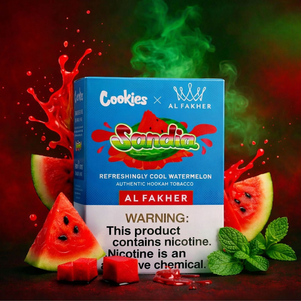 Sandia watermelon hookah flavor with fresh watermelon slices and cooling mint accents