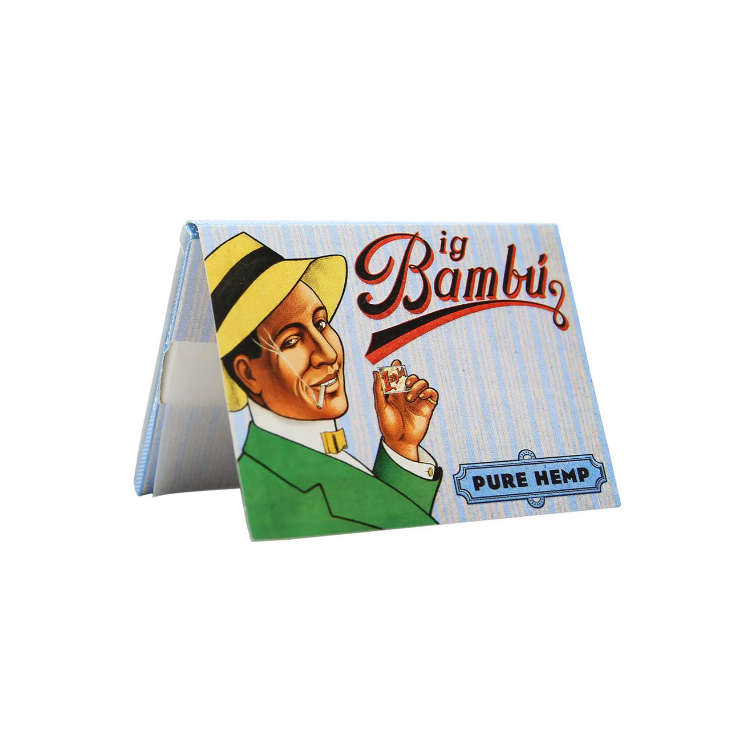 Big Bambú Pure Hemp 1½ double wide rolling papers booklet with classic Bambú illustration