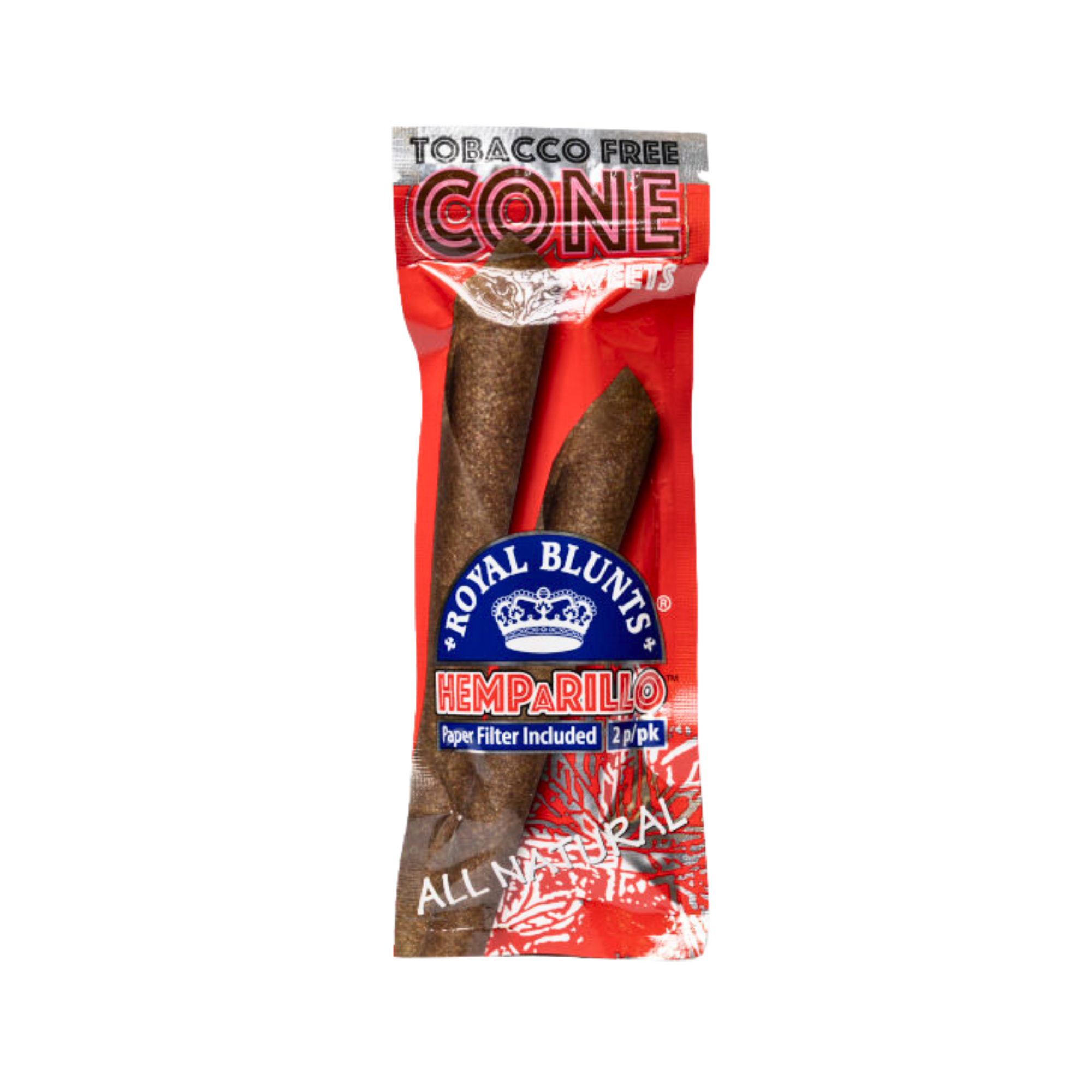 Royal Blunts Hemparillo Hemp Cones Sweets flavor 2 pack tobacco-free pre-rolled cones with filter tips