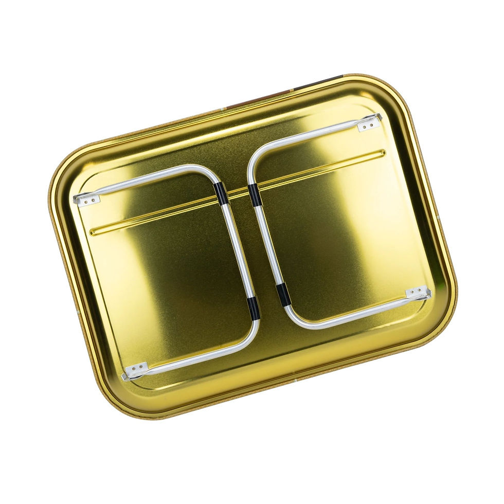 Thumbnail: RAW lap rolling tray underside showing foldable metal legs for support