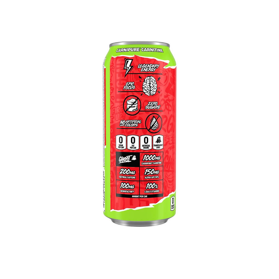 Thumbnail: Ghost Energy Cherry Limeade can showing ingredients and benefits panel
