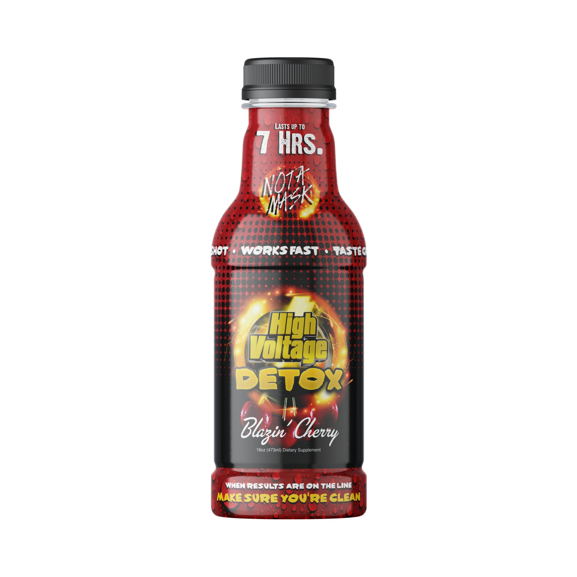 High Voltage Premium Detox Drink Blazin Cherry 16oz bottle front view