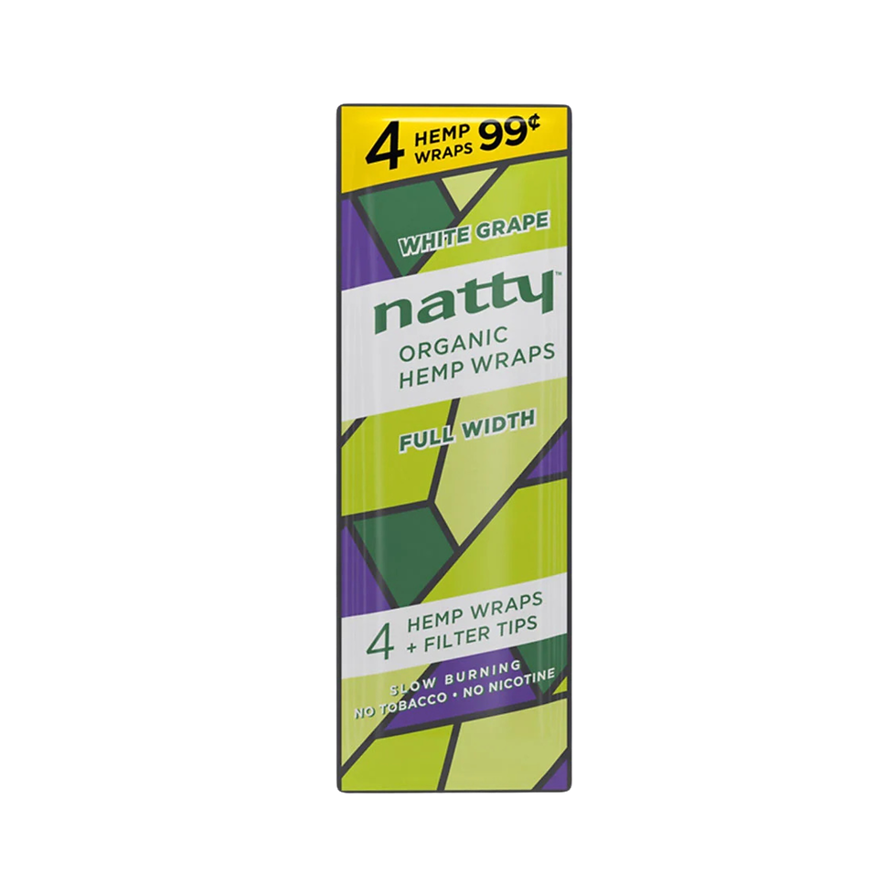 natty Organic Hemp Wraps White Grape full width 4-pack with filter tips – front view