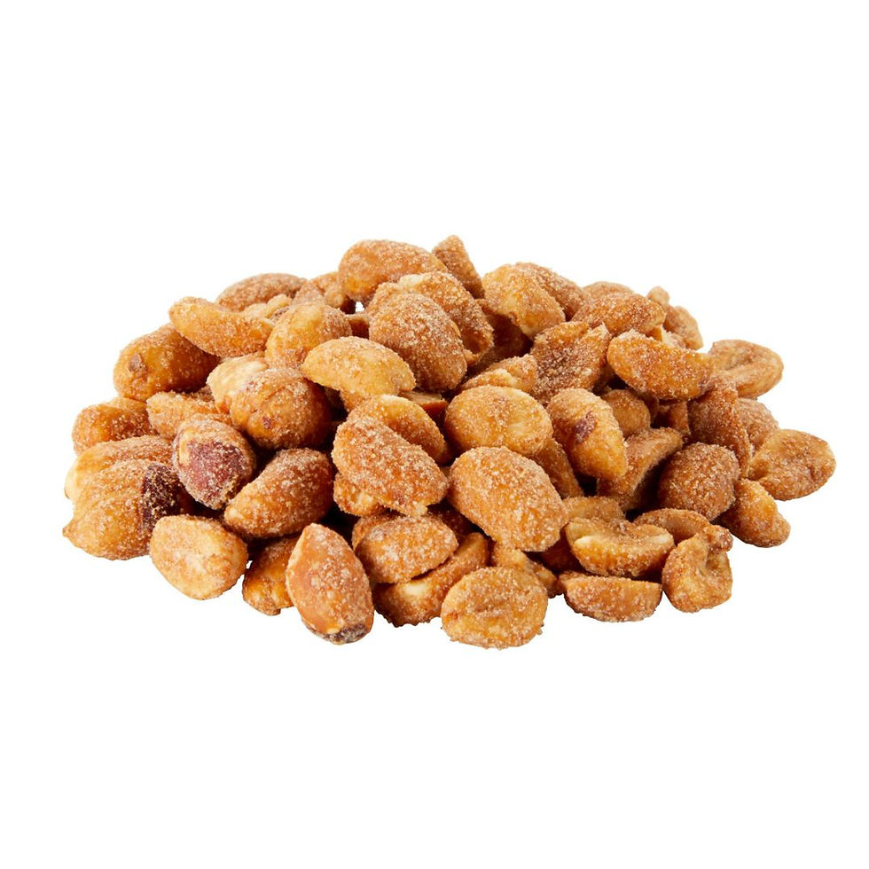 Close-up of Planters honey roasted peanuts with sweet honey seasoning coating