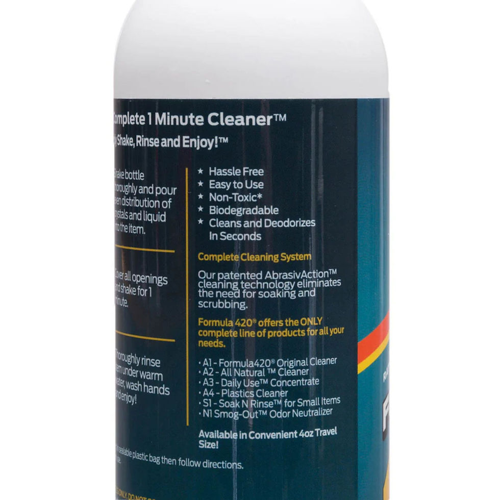 Thumbnail: Formula 420 Plastics cleaner back label with product details and features