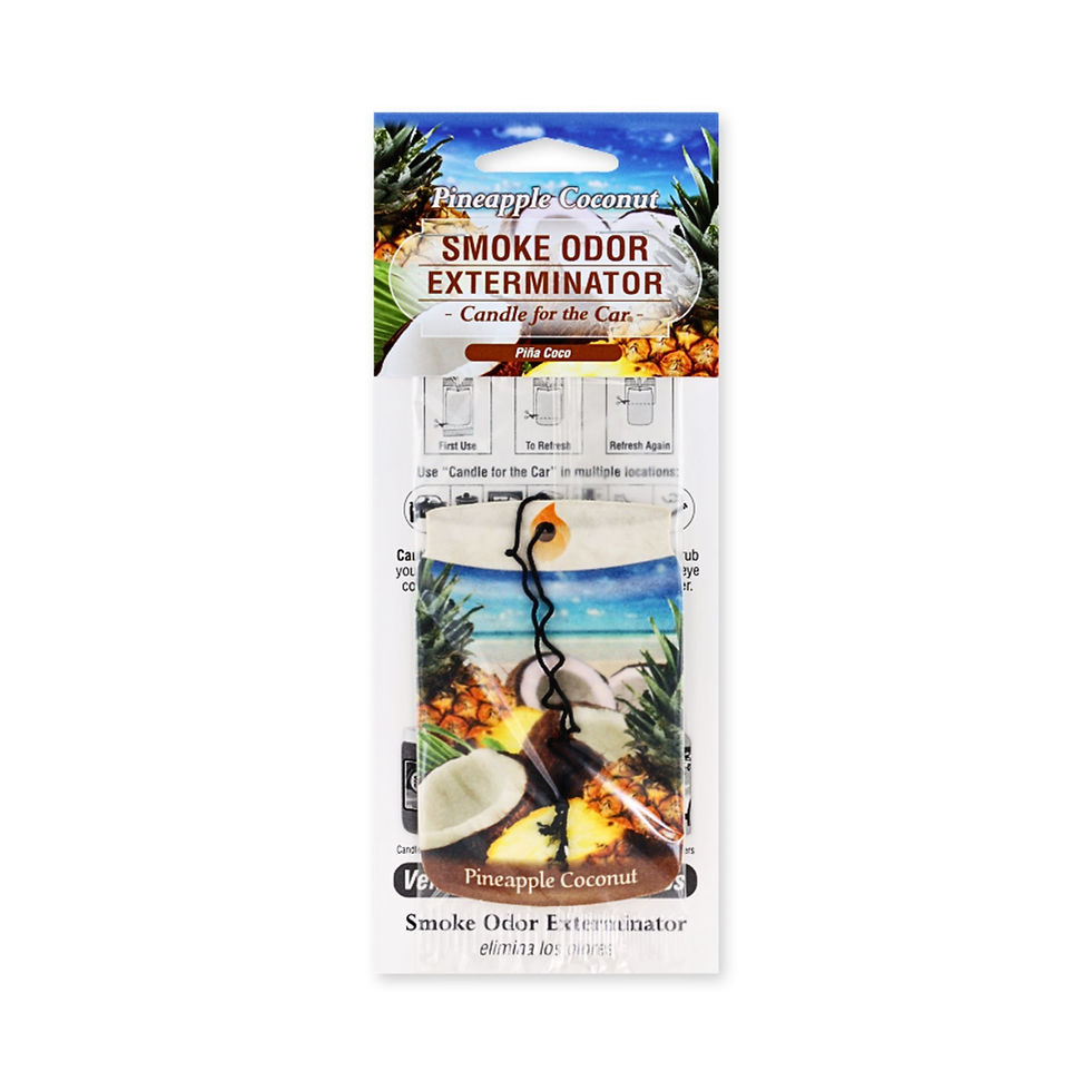 Smoke Odor Exterminator Pineapple Coconut car freshener retail packaging