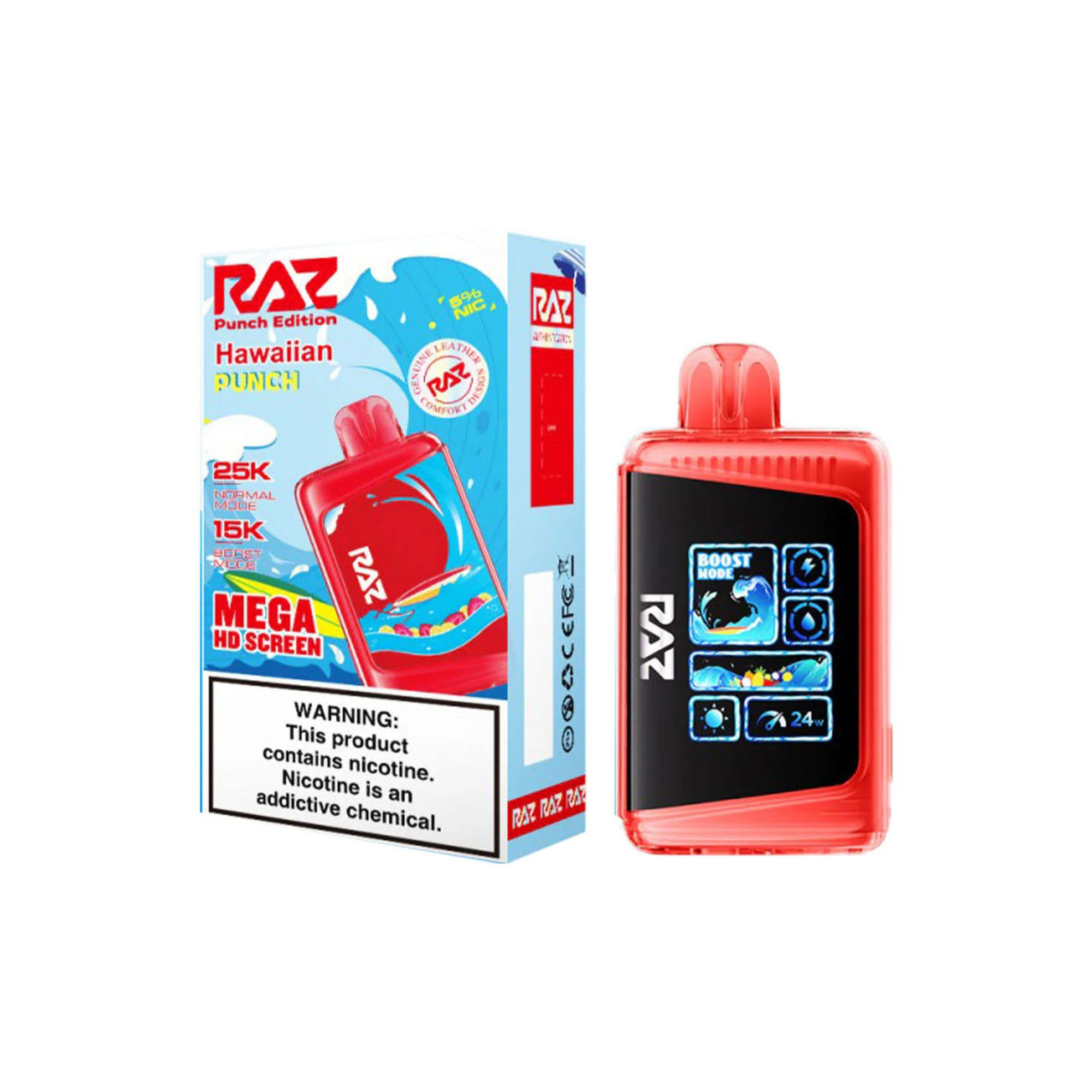 RAZ LTX 25000 Hawaiian Punch vape device with box packaging combo