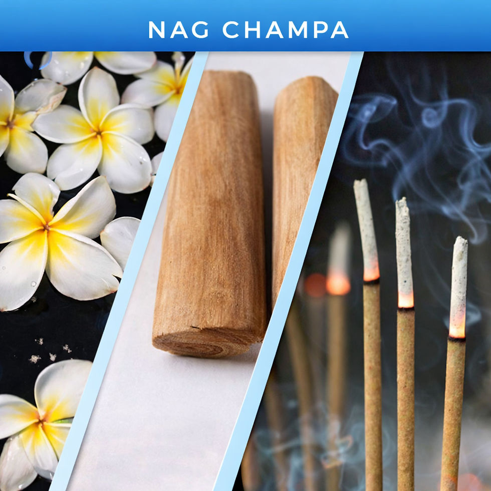 Nag Champa incense inspired air freshener with sandalwood and floral notes promo graphic