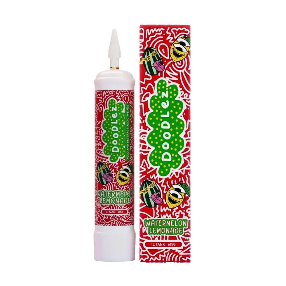 Doodlez N20 whipped cream charger Watermelon Lemonade 615g tank with packaging front view