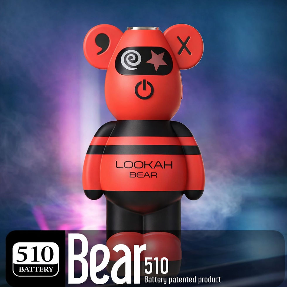 LOOKAH Bear red vape battery with glowing background lifestyle shot