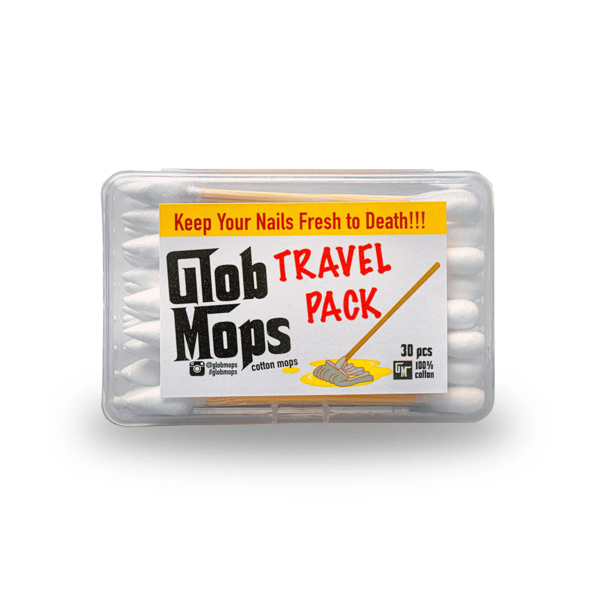 Glob Mops travel pack cotton swabs 30 count closed case front view