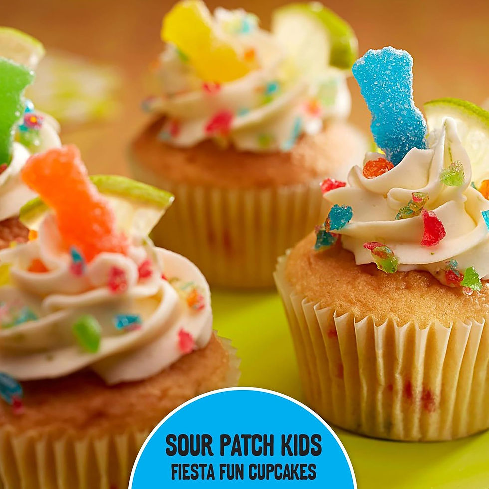 Thumbnail: Sour Patch Kids cupcake dessert recipe promotional image
