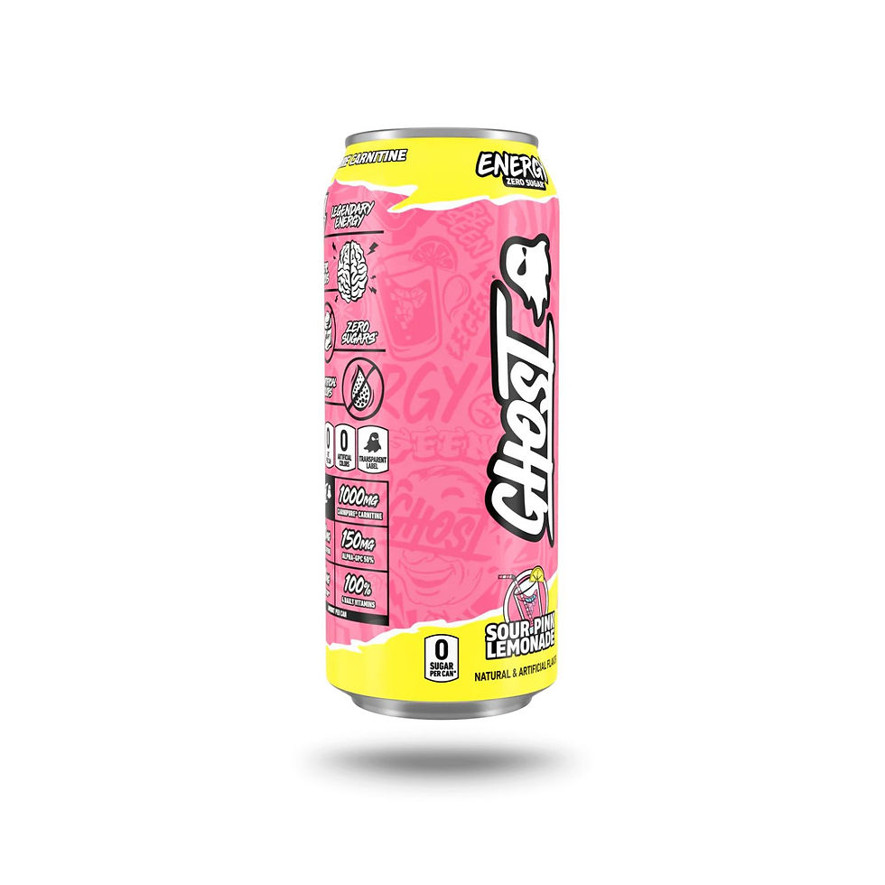 Thumbnail: Ghost Energy Sour Pink Lemonade energy drink angled can view