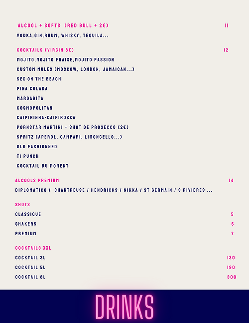 Menu | Awake bar | Paris
