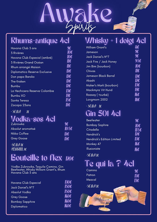 Awake Menu Menu | Awake bar | Paris