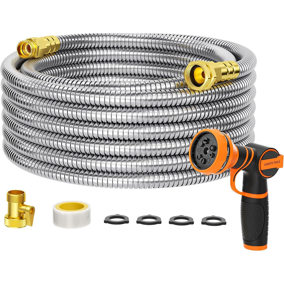 Thumbnail: Giraffe Tools 5/8" Garden Hose, 304 Stainless Steel Metal Water Hose, No Kink Ga