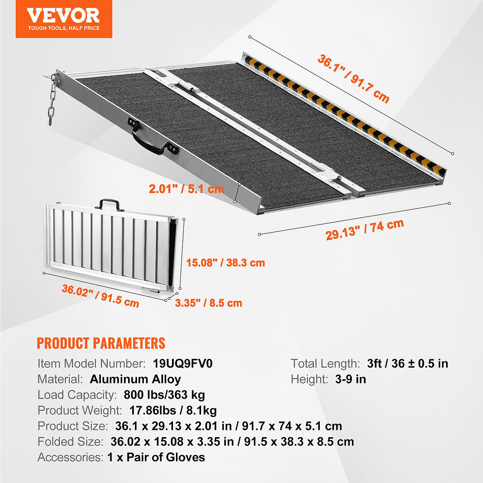 Thumbnail: SucceBuy Portable Wheelchair Ramp Non-Slip Aluminum Folding Threshold Ramp Folda