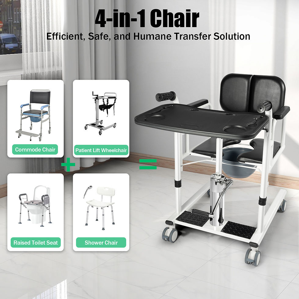 Thumbnail: Hydraulic Patient Lift Bath Commode Transfer Chair with Adjustable Height Soft D