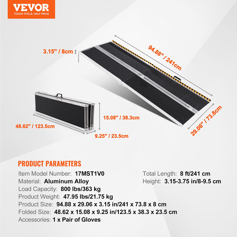 Thumbnail: SucceBuy Portable Wheelchair Ramp Non-Slip Aluminum Folding Threshold Ramp Folda