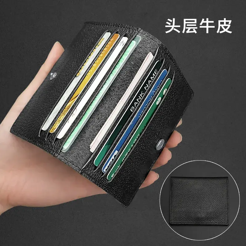 Thumbnail: 8 Slots Cardholder Ultra-thin Leather Mini Wallet Slim Bank Credit Card Holder M