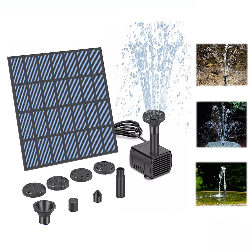 Solar Water Fountain Pump with Nozzles Solar Fountain Pond Pump Kit Solar Water