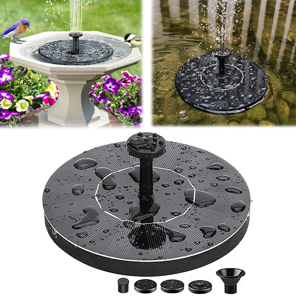1W Solar Fountain Pump Lift 35-50CM Solar Powered Fountain Pump with 6 Nozzles f