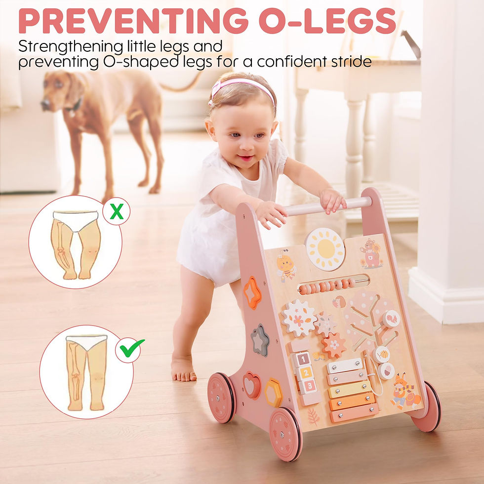Thumbnail: ROBOTIME ROBUD Wooden Baby Walker Baby Push Walker with Activity Center and Stor